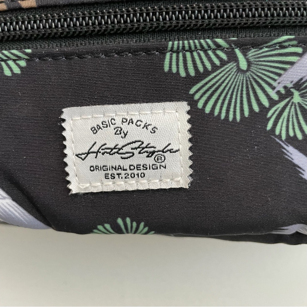 Hot Styles Belt Bag Fanny Pack Asian Cranes Botanical Double Zip Pockets Black - Picture 4 of 16